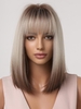 zaful Brown Gradient White See-through Bangs Straight Shoulder-length Synthetic Wig