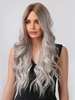 zaful Brown Gradient White Shaggy Long Wavy Synthetic Wig