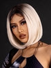 zaful Brown Gradient White Short Bob Haircut Lace Front Synthetic Wig