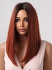 zaful Brown Gradient Wine Red Mid-length Straight Synthetic Wig