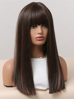 zaful Brown Highlight Full Bang Silky Straight Synthetic Wig