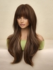 zaful Brown Highlight Light Brown See-through Bangs Long Wavy Synthetic Wig