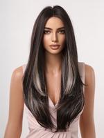 zaful Brown Highlight Long Straight Synthetic Wig