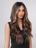 zaful Brown Highlight Long Wave T-shaped Lace Front Synthetic Wig