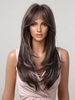 zaful Brown Highlight Purple Centre Part Bangs Long Natural Straight Synthetic Wig