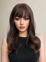 zaful Brown Long See-through Bangs Synthetic Wavy Wig