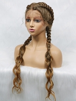 zaful Brown Mixed Color Cornrow Long Wave Synthetic Wig with Bunches
