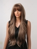 zaful Brown Mixed Color Long Natural Wavy See-through Bangs Synthetic Wig