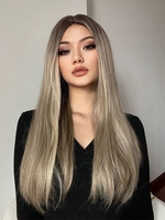 zaful Brown Mixed Color Long Straight Synthetic Daily Wig