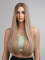 zaful Brown Mixed Color Long Straight Synthetic Daily Wig