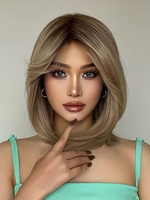 zaful Brown Mixed Color Middle Part Natural Straight Synthetic Wig