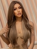 zaful Brown Mixed Color T-shaped Lace Front Fluffy Natural Wavy Synthetic Wig