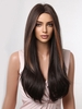 zaful Brown Mixed Light Brow Natural Straight Long Synthetic Wig