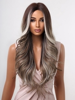 zaful Brown Mixed Platinum Long Synthetic Wavy Wig