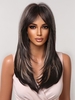 zaful Brown Mixed White Long Layered Natural Straight Synthetic Wig