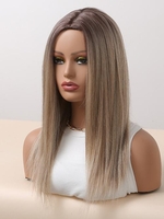 zaful Brown Ombre Color Mid-length Silky Straight Synthetic Wig