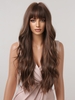 zaful Brown See-through Bangs Long Wavy Synthetic Wig