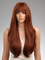 zaful Brownish Red See-through Bangs Long Natural Straight Synthetic Wig