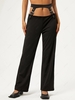 ZAFUL Buckle Detail Cut Out Straight Pants S Black