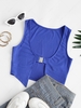 ZAFUL Buckle Front Ribbed Cropped Tank Top L Blue