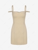 ZAFUL Bustier Cold Shoulder Tie Back Mini Dress S Light coffee