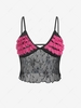 ZAFUL Bustier Frilled Lace Panel Cami Top S Black