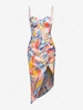 ZAFUL Bustier Ruched Swirls Print Cami Midi Dress Xl