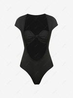 ZAFUL Bustier Twisted Knot Cut Out Bodysuit S Black