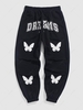 ZAFUL Butterflies and Letter DREAMS Pattern Drawstring Jogger Pants S Black