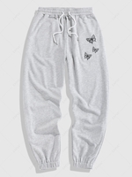 ZAFUL Butterflies Print Heathered Sweatpants Xxl Light gray