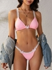 ZAFUL Butterfly Applique Frilled Tanga Bikini Swimwear S Light pink