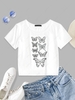 ZAFUL Butterfly Pattern Short Sleeve T-shirt Xl White