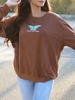 ZAFUL Butterfly Printed Sweatshirt Xl Deep coffee