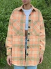 ZAFUL Button Down Plaid Front Pockets Wool Blend Shacket M Light orange