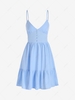 ZAFUL Button Embellished Smocked Flounce Hem Cami Dress Xl Blue