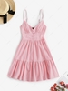 ZAFUL Button Embellished Smocked Flounce Hem Cami Dress Xl Pig pink