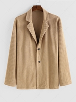 ZAFUL Button Fly Tailored Collar Corduroy Shacket L Coffee