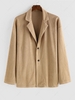 ZAFUL Button Fly Tailored Collar Corduroy Shacket M Coffee