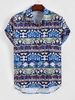 ZAFUL Button Up Colorful Geo Print Shirt S Multi a