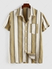 ZAFUL Button Up Contrasting Vertical Stripe Print Shirt L Deep yellow
