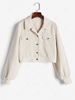 ZAFUL Button Up Corduroy Cropped Jacket S White