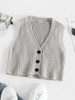 ZAFUL Button Up Crop Vest Cardigan L Light gray