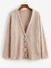 ZAFUL Button Up Fluffy Eyelash Cardigan S Khaki rose