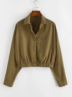 ZAFUL Button Up Front Pocket Gingham Jacket M Deep yellow