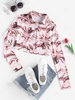 ZAFUL Button Up Marble Print Cropped Shirt Xl Coffee