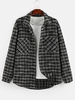 ZAFUL Button Up Plaid Print Curved Hem Shirt S Black