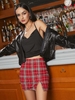 ZAFUL Button Up Pockets Faux Leather Shacket L Black