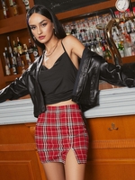 ZAFUL Button Up Pockets Faux Leather Shacket L Black
