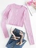 ZAFUL Button Up Pointelle Knit Wide Rib Cardigan L Light purple