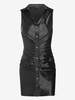 ZAFUL Button Up Ruched Silky Tank Mini Dress L Black